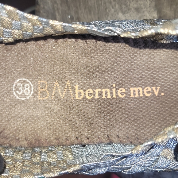 Bernie Mev Black and Gold Wedge Shoes - Picture 4 of 5